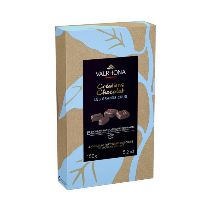 coffret 15 chocolats fourres grands crus noir par valrhona