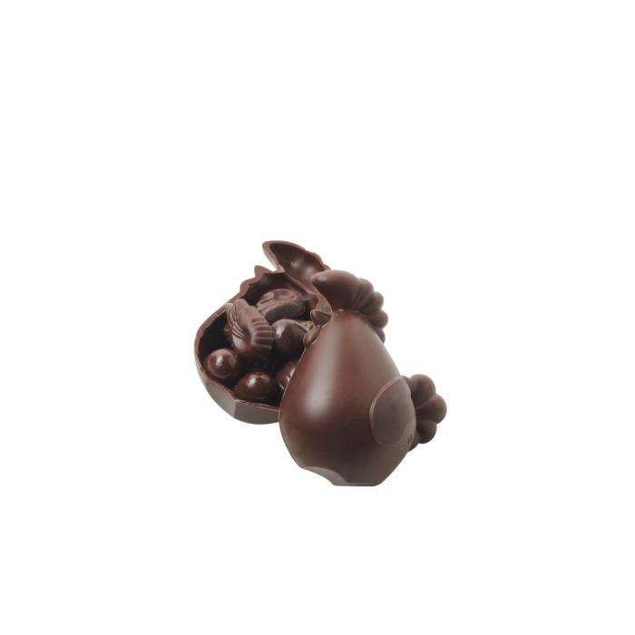 moulage chocolat poule taille 1 noir par valrhona