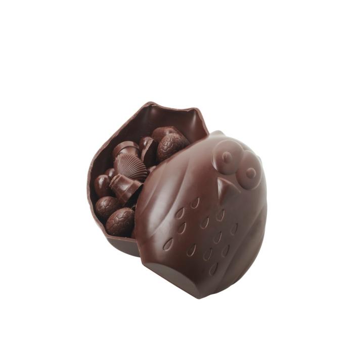 moulage chocolat hibou noir par valrhona